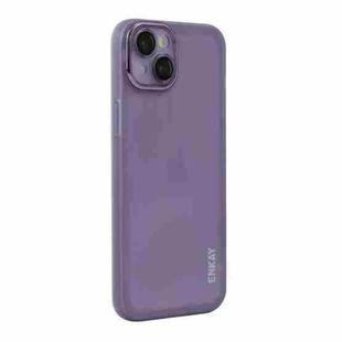 For iPhone 15 ENKAY Hat-Prince Translucent Matte TPU Phone Case with Lens Film(Purple)