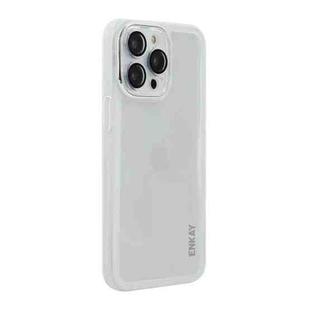 For iPhone 14 Pro Max ENKAY Hat-Prince Translucent Matte TPU Phone Case with Lens Film(White)