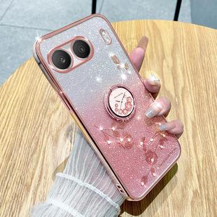 For OnePlus Nord 4 Gradient Glitter Immortal Flower Ring All-inclusive Phone Case(Pink)