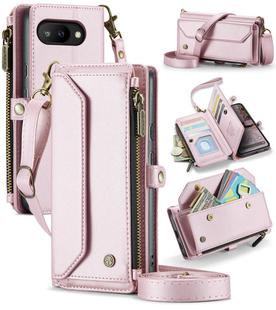 For Google Pixel 9a CaseMe C36 Card Slots Zipper Wallet RFID Anti-theft Leather Phone Case(Pink)