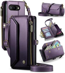 For Google Pixel 9a CaseMe C36 Card Slots Zipper Wallet RFID Anti-theft Leather Phone Case(Purple)