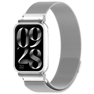 For Xiaomi Mi Band 8 Pro Metal Frame + Milan Magnetic Stainless Steel Integrated Watch Band(Silver)