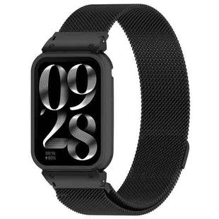 For Xiaomi Mi Band 8 Pro Metal Frame + Milan Magnetic Stainless Steel Integrated Watch Band(Black)