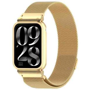 For Xiaomi Mi Band 8 Pro Metal Frame + Milan Magnetic Stainless Steel Integrated Watch Band(Gold)