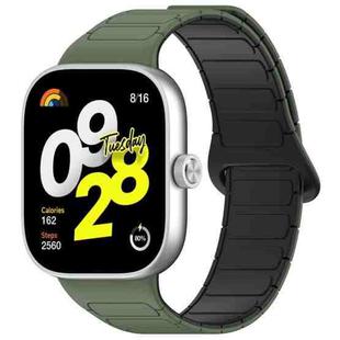 For Redmi Watch 4 Reverse Buckle Magnetic Silicone Watch Band(Army Green Black)