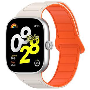 For Redmi Watch 4 Reverse Buckle Magnetic Silicone Watch Band(Starlight Orange)