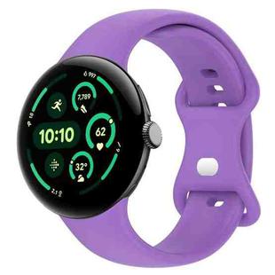 For  Google Pixel Watch 3 41mm Solid Color Butterfly Buckle Silicone Watch Band, Size:L(Purple)