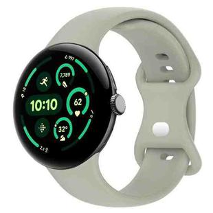 For  Google Pixel Watch 3 41mm Solid Color Butterfly Buckle Silicone Watch Band, Size:L(Gray Green)