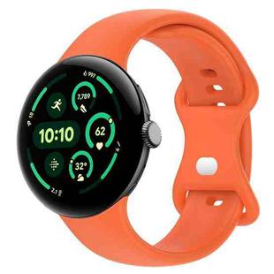 For  Google Pixel Watch 3 45mm Solid Color Butterfly Buckle Silicone Watch Band, Size:L(Orange)