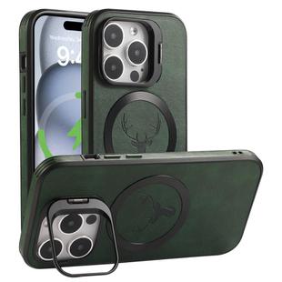 For iPhone 12 Elk Lens Holder Magsafe Shockproof Phone Case(Green)