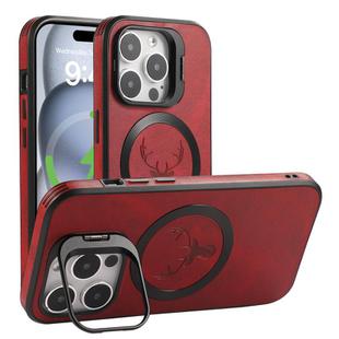 For iPhone 12 Pro Elk Lens Holder Magsafe Shockproof Phone Case(Red)