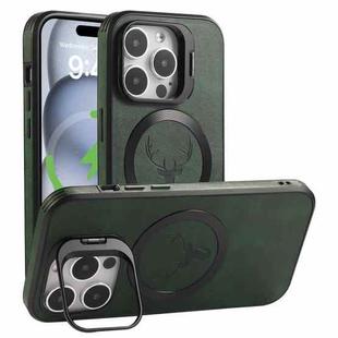 For iPhone 13 Elk Lens Holder Magsafe Shockproof Phone Case(Green)