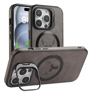 For iPhone 13 Elk Lens Holder Magsafe Shockproof Phone Case(Grey)