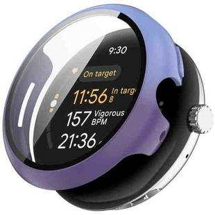 For Google Pixel Watch 3 41mm PC + Tempered Film Integrated Watch Protective Case(Blue+Purple)