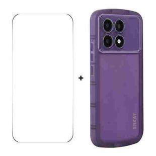 For Redmi K70 Ultra ENKAY Hat-Prince Translucent Matte TPU Phone Case + 9H Big Arc Edge Glass Film(Purple)