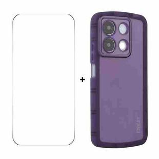 For Redmi Note 13R Pro ENKAY Hat-Prince Translucent Matte TPU Phone Case + 9H Big Arc Edge Glass Film(Purple)