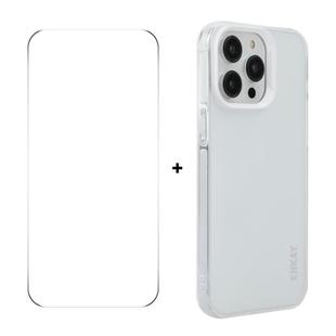 For iPhone 16 Pro Max ENKAY Hat-Prince Translucent Matte TPU Phone Case + 9H Big Arc Edge Film(White)