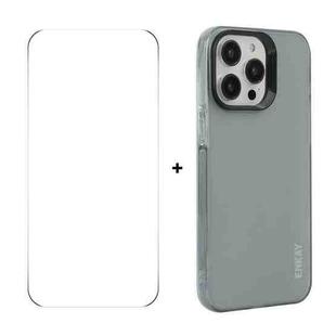 For iPhone 16 Pro ENKAY Hat-Prince Translucent Matte TPU Phone Case + 9H Big Arc Edge Film(Grey)