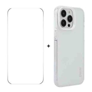 For iPhone 14 Pro ENKAY Hat-Prince Translucent Matte TPU Phone Case + 9H Big Arc Edge Film(White)