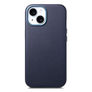 For iPhone 15 Electroplated Metal Button Shockproof Phone Case(Dark Blue)