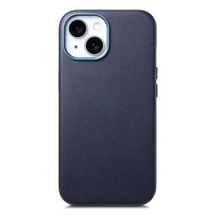 For iPhone 14 Electroplated Metal Button Shockproof Phone Case(Dark Blue)