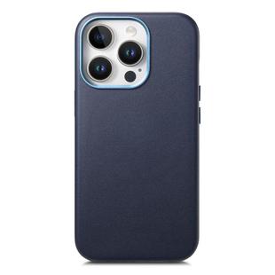 For iPhone 14 Pro Electroplated Metal Button Shockproof Phone Case(Dark Blue)