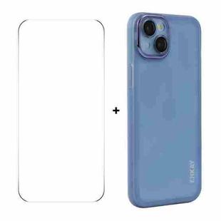 For iPhone 15 ENKAY Hat-Prince Translucent Matte TPU Phone Case with Lens Film + 9H Big Arc Edge Film(White)