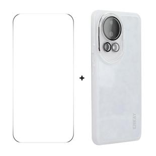 For Huawei nova 12 ENKAY Hat-Prince Translucent Matte TPU Phone Case with Lens Film + 9H Big Arc Edge Film(White)