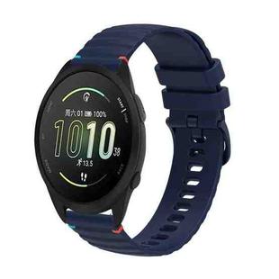 For Garmin Forerunner 165 Wavy Dotted Stitched 20mm Silicone Watch Band(Navy Blue)