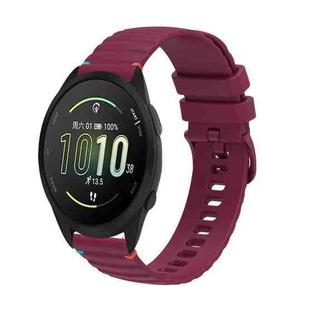 For Garmin Forerunner 165 Wavy Dotted Stitched 20mm Silicone Watch Band(Wine Red)