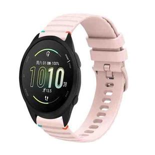 For Garmin Forerunner 165 Wavy Dotted Stitched 20mm Silicone Watch Band(Rose Pink)