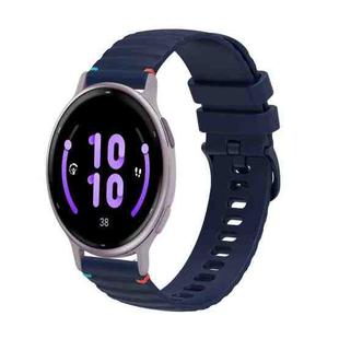 For Garmin Vivoactive 5 Wavy Dotted Stitched 20mm Silicone Watch Band(Navy Blue)