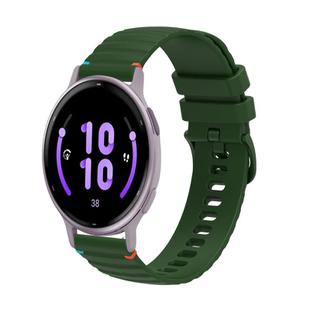 For Garmin Vivoactive 5 Wavy Dotted Stitched 20mm Silicone Watch Band(Army Green)