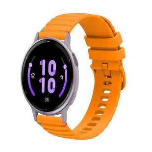 For Garmin Active 5 Wavy Dotted Stitched 20mm Silicone Watch Band(Amber Yellow)