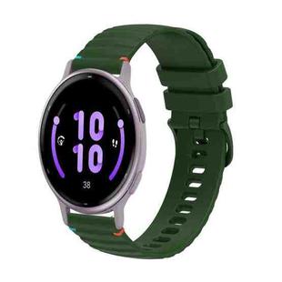 For Garmin Active 5 Wavy Dotted Stitched 20mm Silicone Watch Band(Army Green)