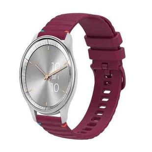 For Garmin Move Trend Wavy Dotted Stitched 20mm Silicone Watch Band(Wine Red)