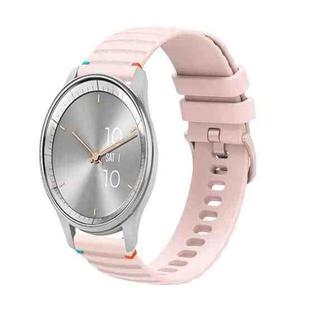 For Garmin Move Trend Wavy Dotted Stitched 20mm Silicone Watch Band(Rose Pink)