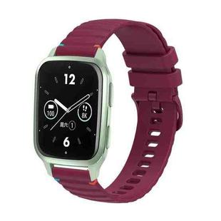 For Garmin Venu SQ2 Wavy Dotted Stitched 20mm Silicone Watch Band(Wine Red)