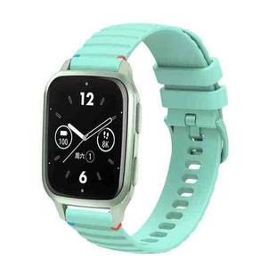 For Garmin Venu SQ2 Wavy Dotted Stitched 20mm Silicone Watch Band(Teal Green)