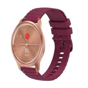 For Garmin Move Style Wavy Dotted Stitched 20mm Silicone Watch Band(Wine Red)