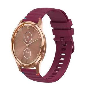 For Garmin Move Luxe Wavy Dotted Stitched 20mm Silicone Watch Band(Wine Red)