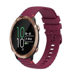 For Garmin Forerunner 645 Music Wavy Dotted Stitched 20mm Silicone Watch Band(Wine Red)