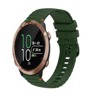 For Garmin Forerunner 645 Music Wavy Dotted Stitched 20mm Silicone Watch Band(Army Green)