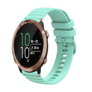 For Garmin Forerunner 645 Music Wavy Dotted Stitched 20mm Silicone Watch Band(Teal Green)