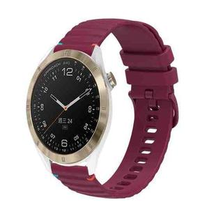 For Garmin Approach S40 Wavy Dotted Stitched 20mm Silicone Watch Band(Wine Red)