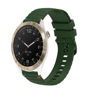 For Garmin Approach S40 Wavy Dotted Stitched 20mm Silicone Watch Band(Army Green)