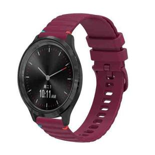 For Garmin Move 3 Wavy Dotted Stitched 20mm Silicone Watch Band(Wine Red)