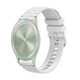 For Garmin Move Sport Wavy Dotted Stitched 20mm Silicone Watch Band(White)