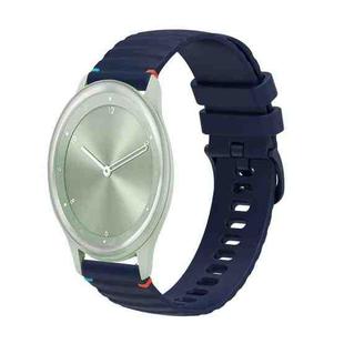 For Garmin Move Sport Wavy Dotted Stitched 20mm Silicone Watch Band(Navy Blue)