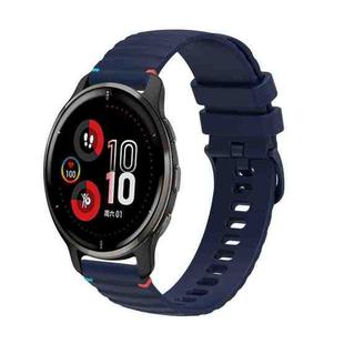 For Garmin Venu 2 Plus Wavy Dotted Stitched 20mm Silicone Watch Band(Navy Blue)